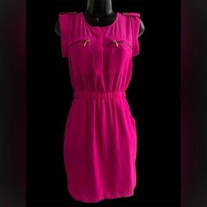 Chic Pink Sleeveless Dress with Gold Zippers XOXO Size XS